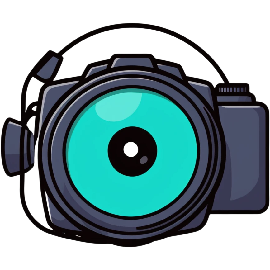 camera with an eye in the center of the lens emoji