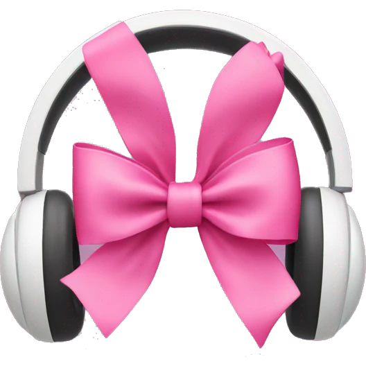 apple headphones with pink bows around it emoji
