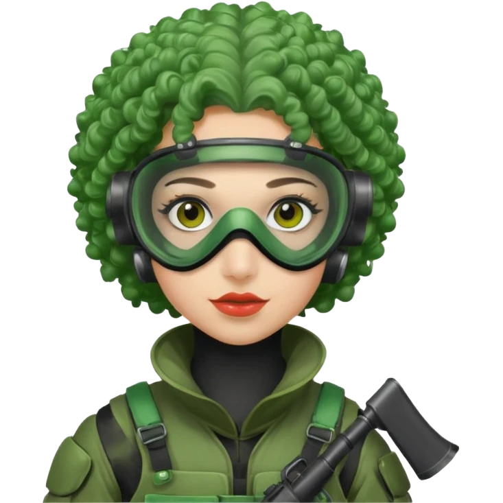 green curly haired painitball player with big earrings emoji