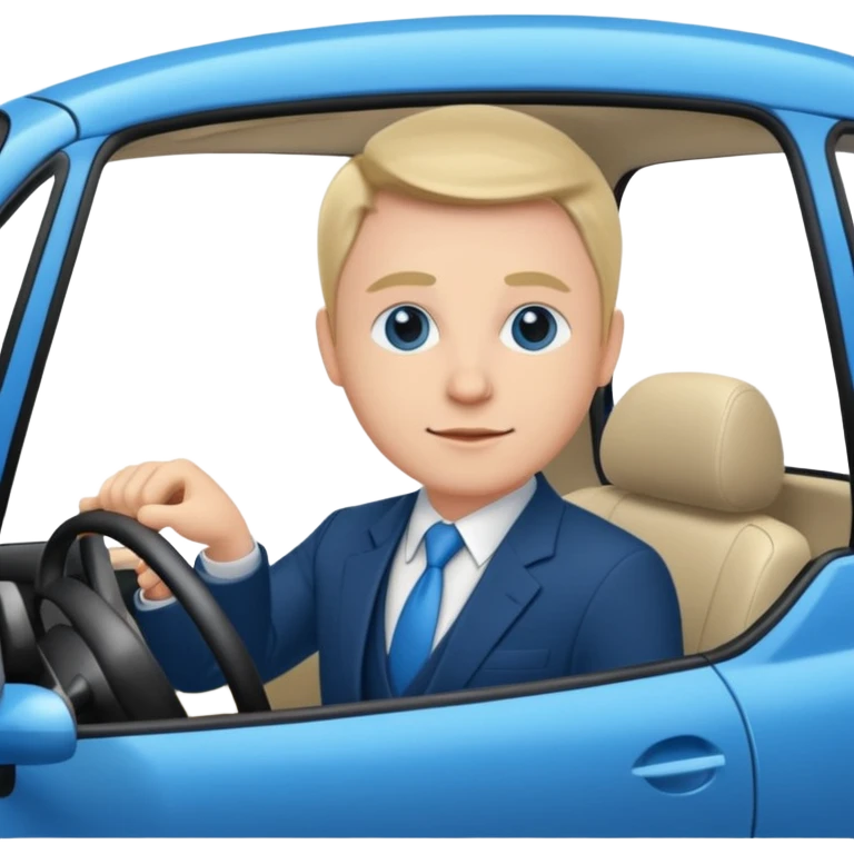 Accountant in blue car drive to Lipetsk emoji