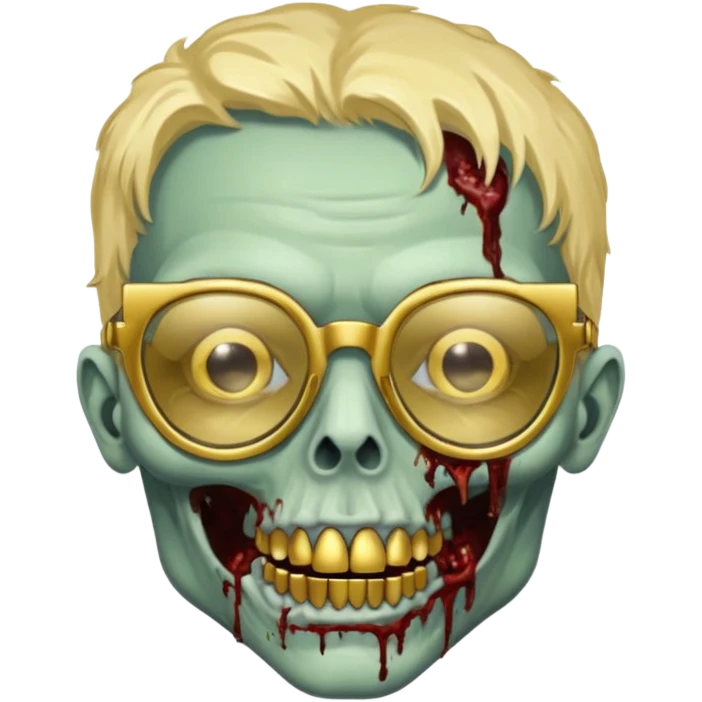 make a zombie with gold teeth and chrome heart glasses emoji