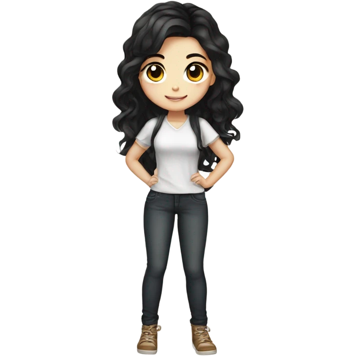 Beautiful girl,Black hair,wavy hair，long hair,Black eyes,Chinese emoji