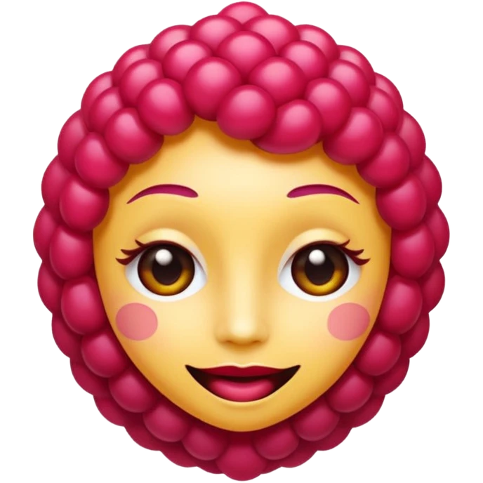 Sexy queer Raspberry emoji, cute and minimalistic style, warm eyes and gentle smile, flat design, soft shapes, clean modern look, highly recognizable at small sizes, centered composition, transparent or solid background, app icon quality. No human face emoji