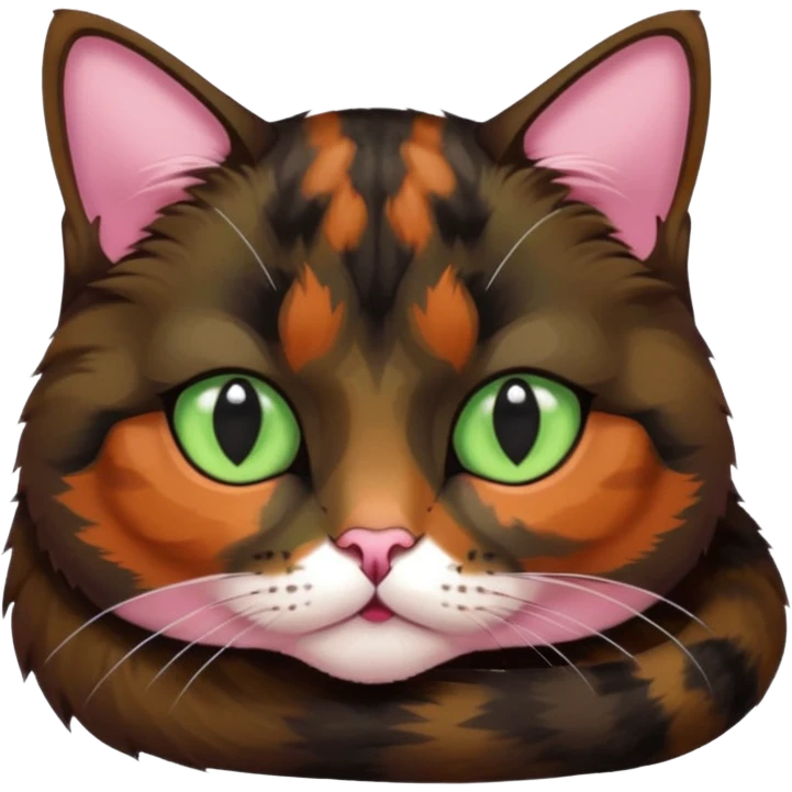 dark tortoiseshell cat half pink nose pale green eyes emoji