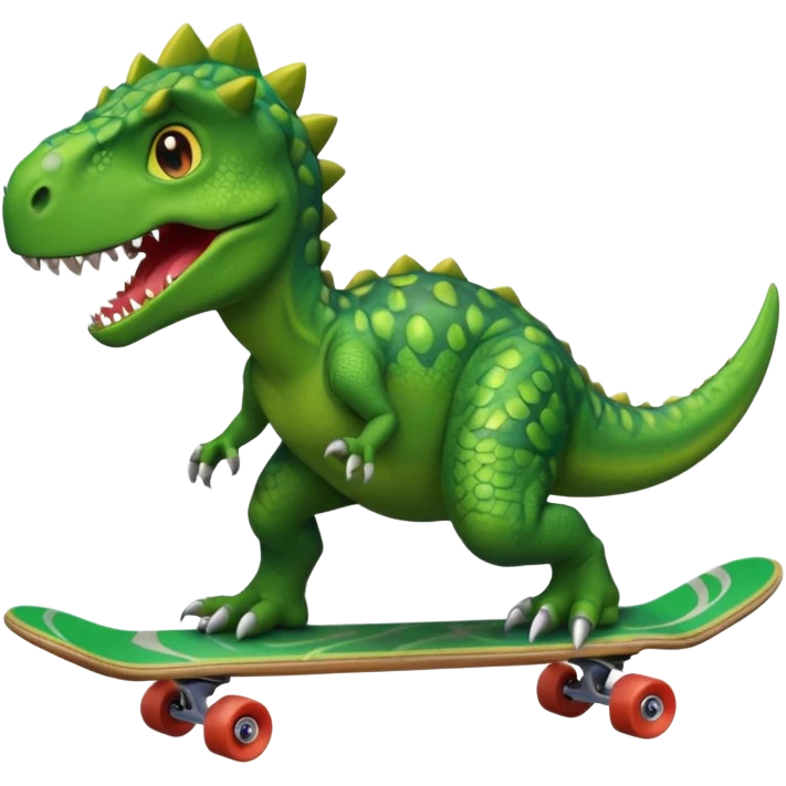 Dinosaur on a skateboard emoji