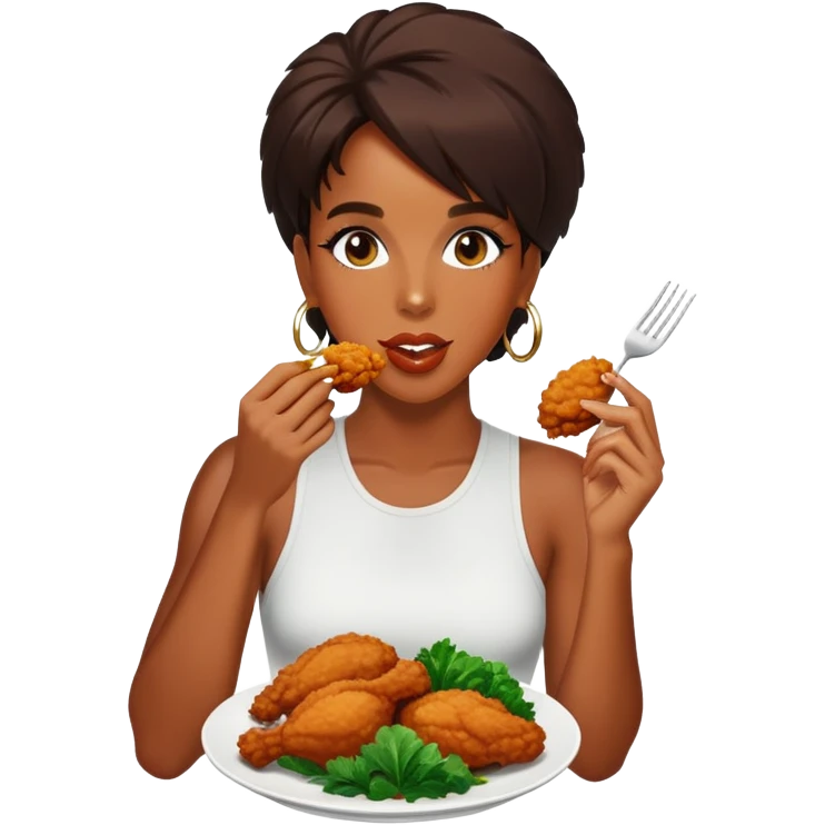 Kelly Rowland eating fried chicken & greens  emoji