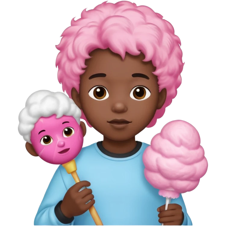 cotton candy holding black kid emoji