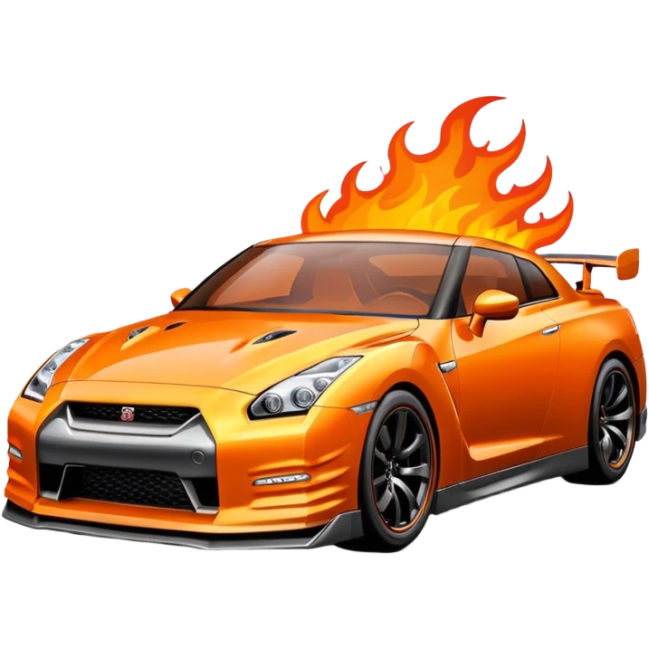 Nissan GTR R35 with flames emoji