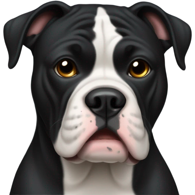 Fully black American bulldog with underbite  emoji