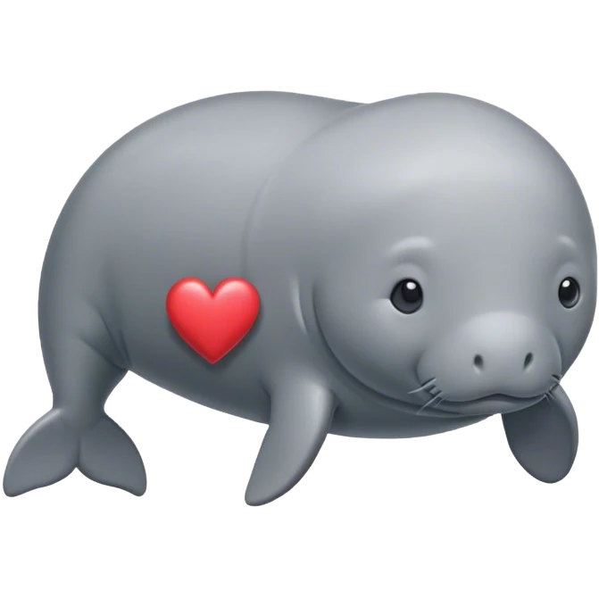 Manatee Swimming with a heart ￼ emoji