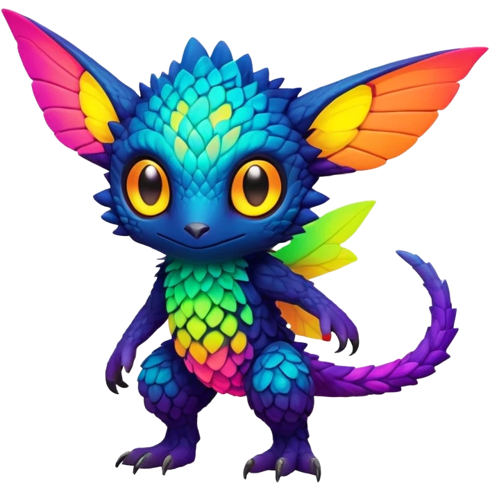 lush warm-colored colorful neon-colored Fakémon-Trico-creature (full body) emoji