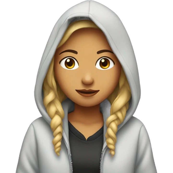 Girl with a hoodie listing to music emoji
