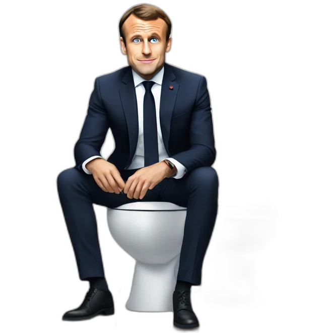 Emmanuel macron sitting on toilets emoji
