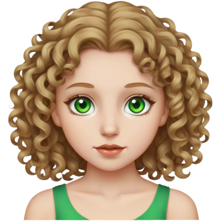 Girl dark blonde hair girl green eyes pale skin curly hair emoji
