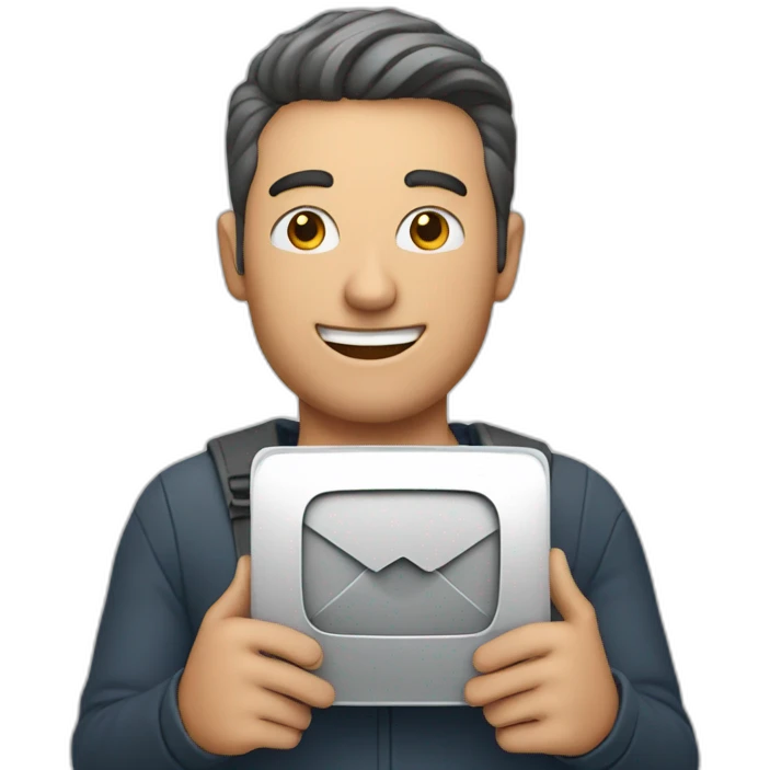 A man being happy holding youtube silver play button emoji