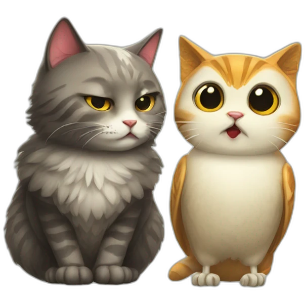 Cat licking owl friend emoji