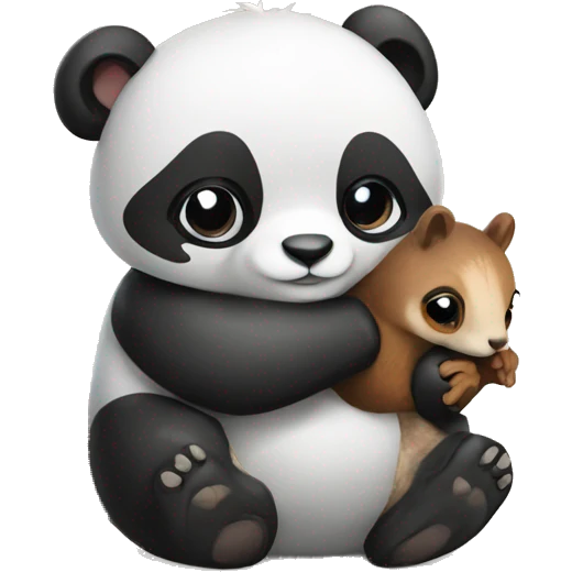 Panda hugging a squirrel  emoji