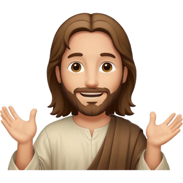 jesus sonrie y una burbuja de dialogo dice gracias por tu compra emoji