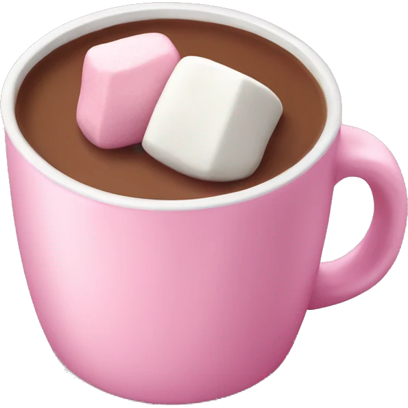 Pink mug of hot chocolate and marshmallows  emoji