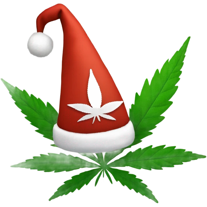 Marijuana leaf and a Christmas hat emoji