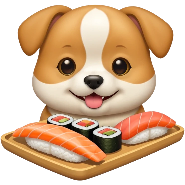 Cão a comer sushi emoji