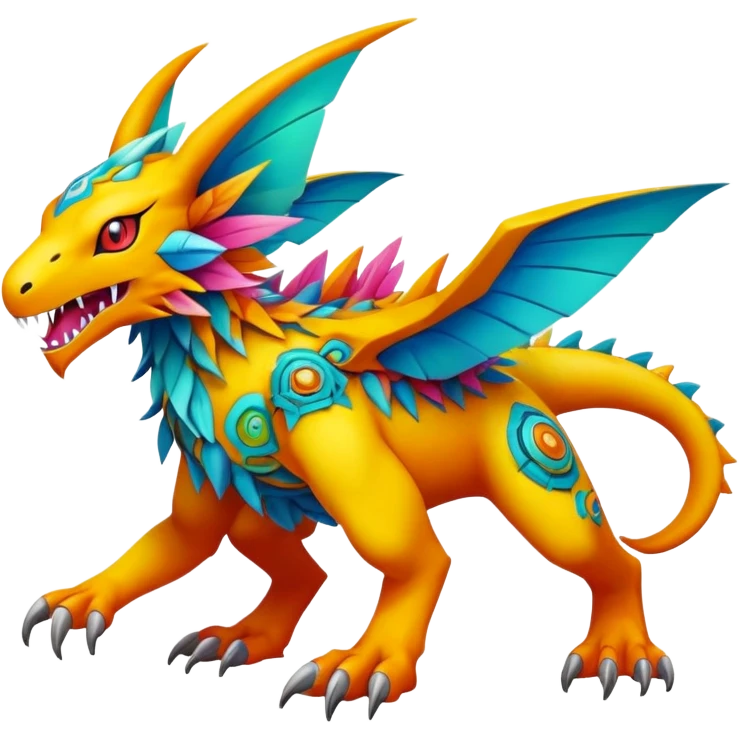 Colorful Exotic Pokémon-Animal-Digimon-Monster-Beast-Fakémon-hybrid-creature (full body) emoji