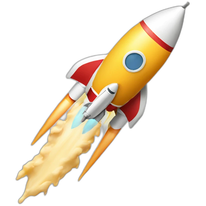 A rocket landing with a provolone cheese emoji