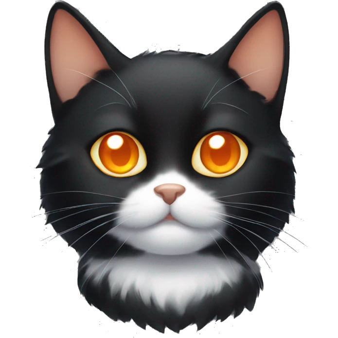  cute black cat with orange eyes emoji