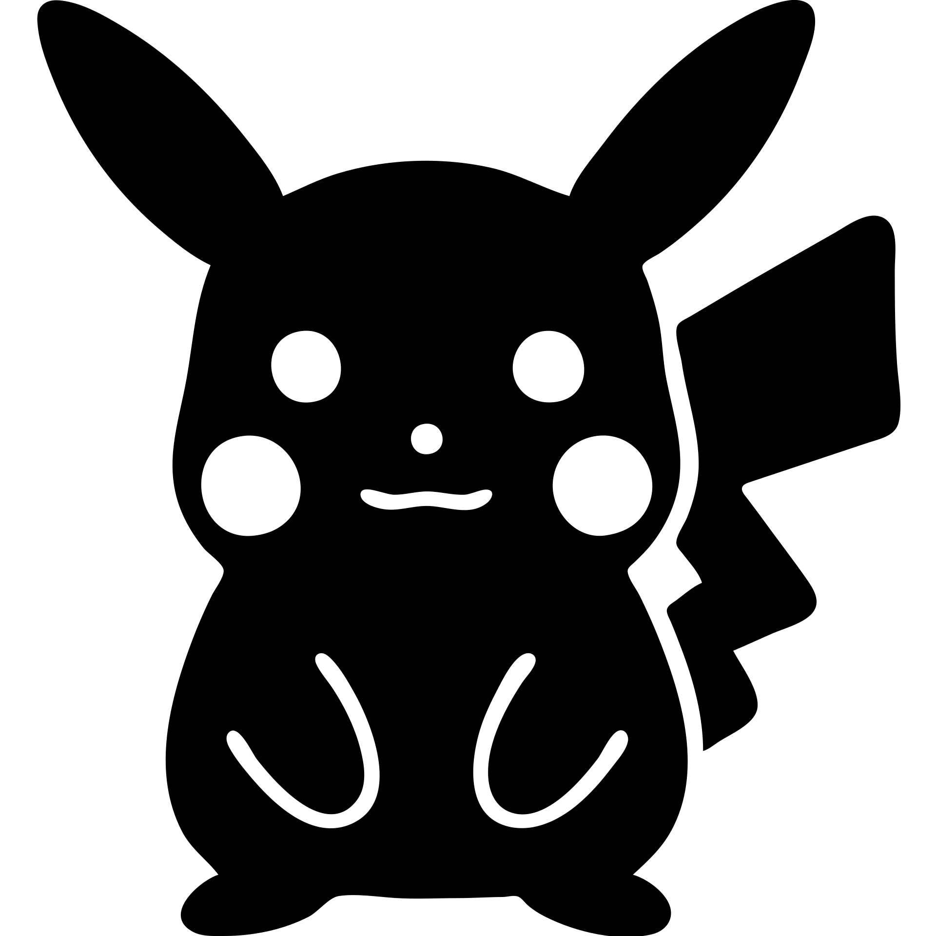 pikachu icon, solid black filled icon style, minimal, bold emoji