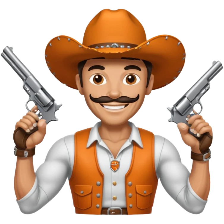 Oklahoma state university pistol Pete with a pistol in each hand emoji