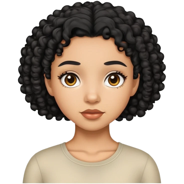 mixed-race girl with shaved curly black hair emoji