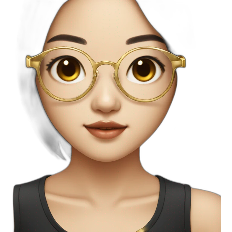 cute-singaporean-chinesegirl-with-black-hair and pure gold glasses emoji