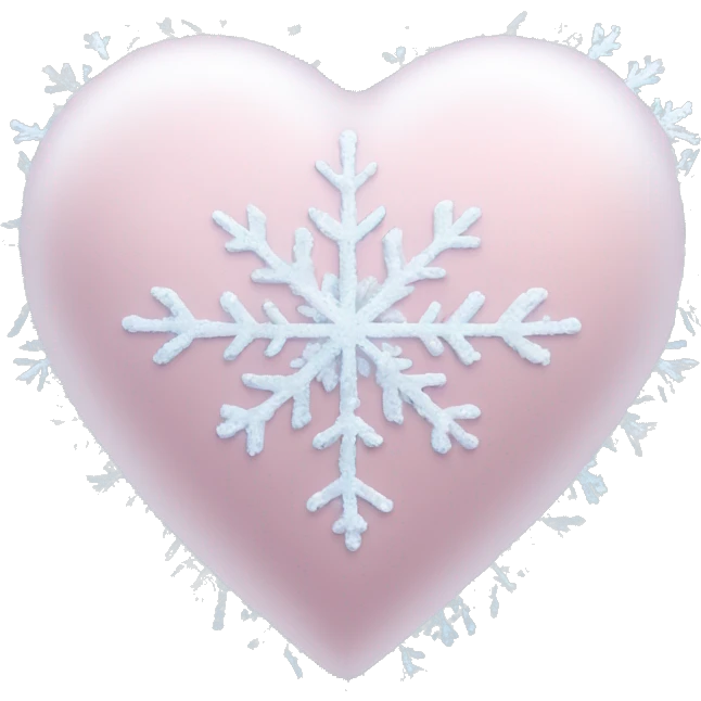 frozen icy pale pink heart with snowflakes on top emoji