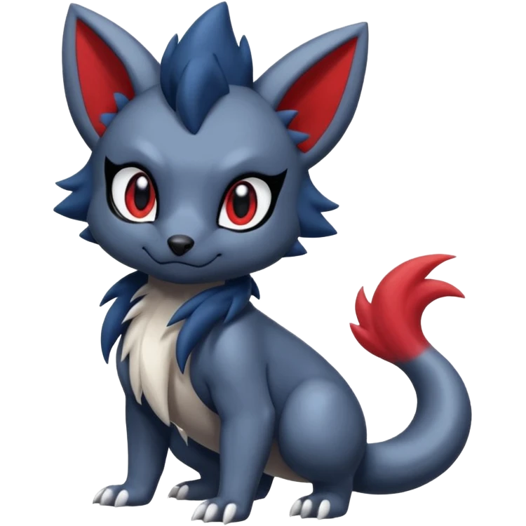 Cute cool handsome baby Poochyena-Zorua-Absol-Salandit-fusion (full body) emoji