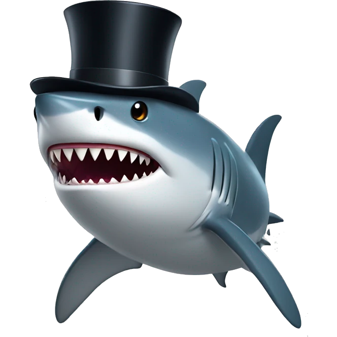 Shark with a top hat emoji