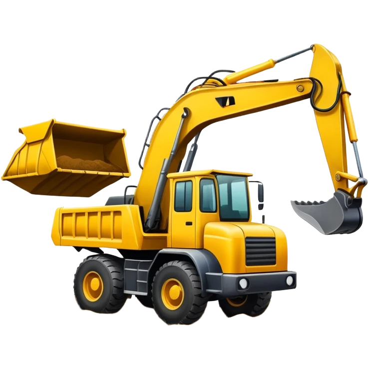 Excavator loading dump truck emoji