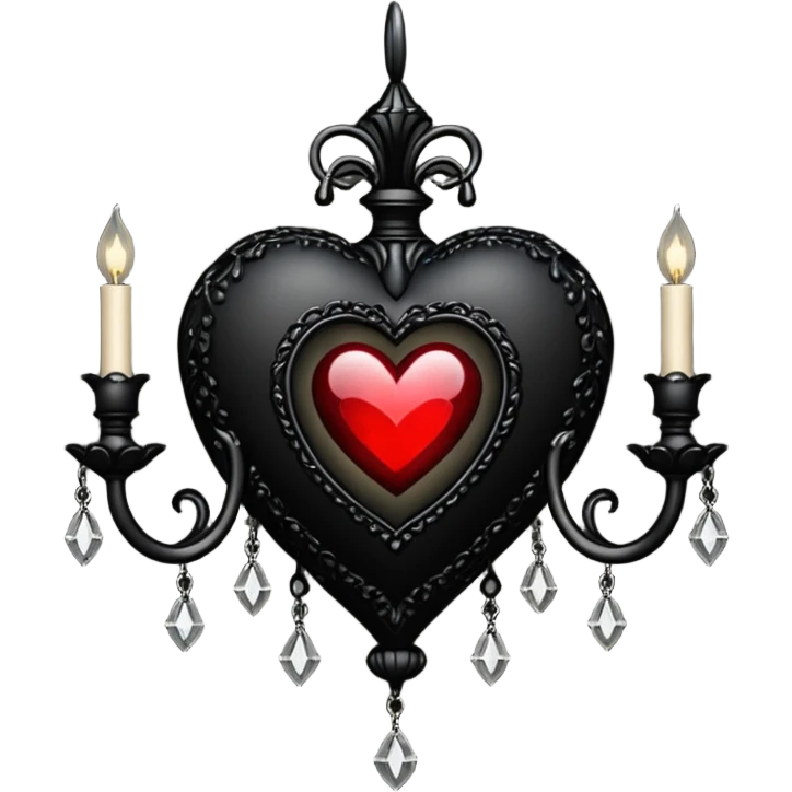 realistic gothic heart with a black chandelier emoji