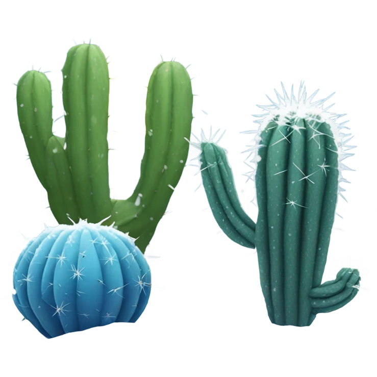 Blue cactuse with snow and a tarantula at the base emoji
