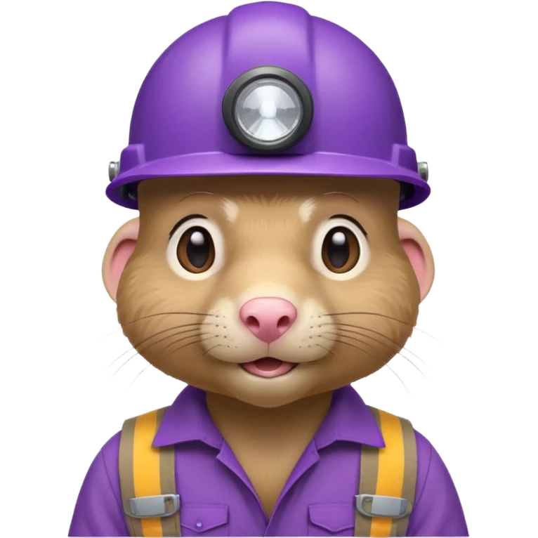 a mole rat, purple helmet, headlamp, worker cloth emoji