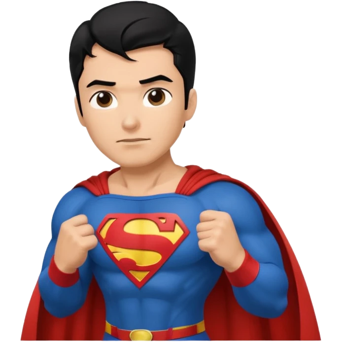 black haired man in superman clothes emoji