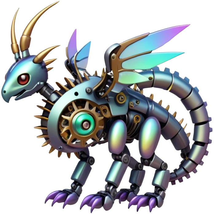 Mechanical complex iridescent aesthetic-scenery-Fakémon-creature emoji