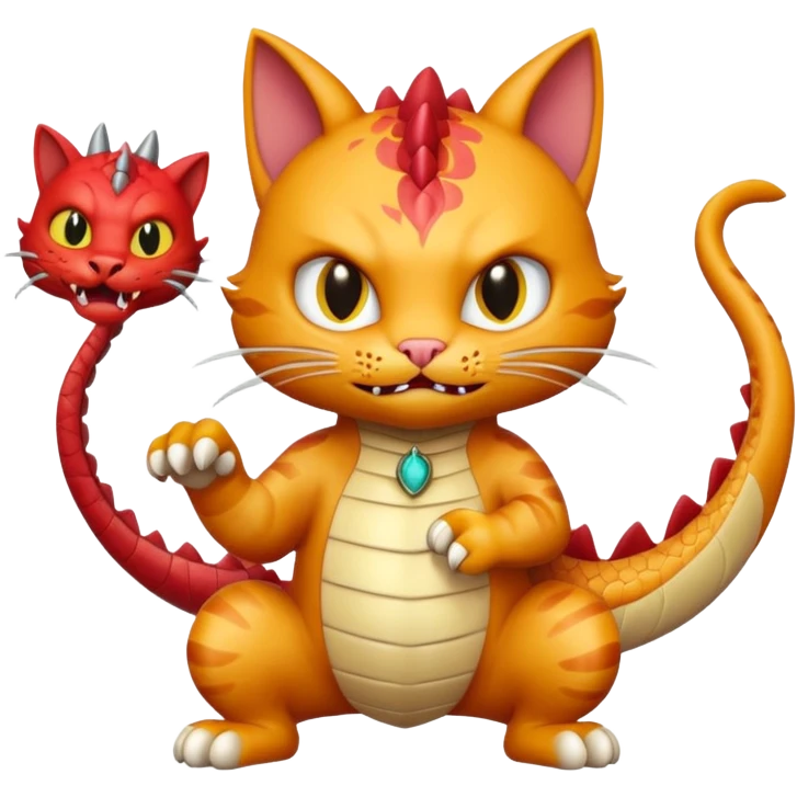 Cat fighting dragon emoji