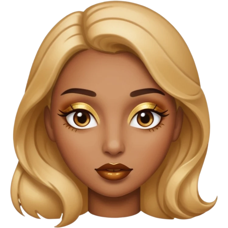 lip gloss brown with makeup gold emoji