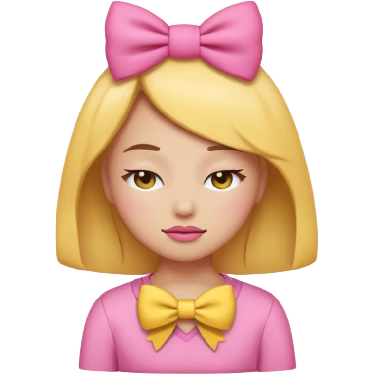 sassy girly emoji with pink bow, closed eyes, confident smirk



 emoji