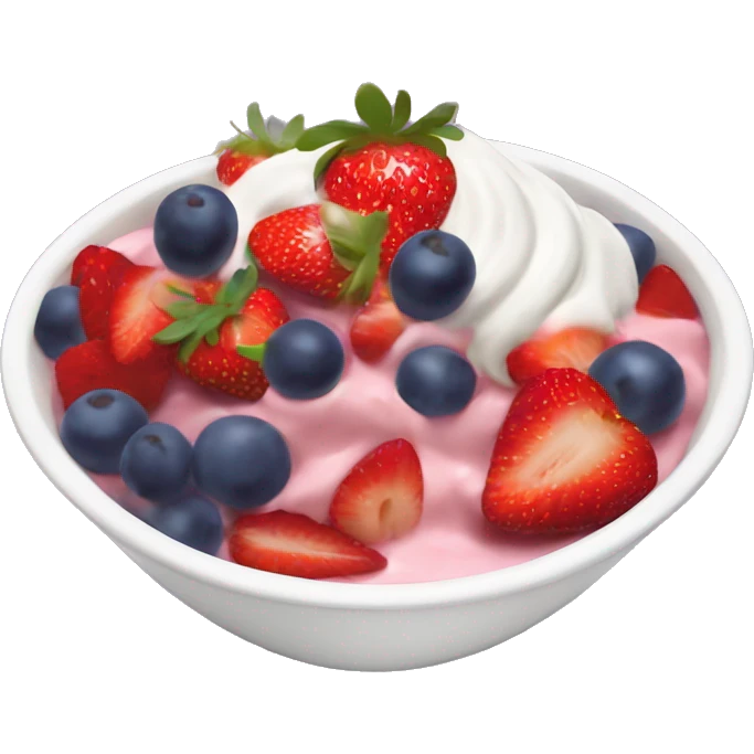 fruit yogurt bowl with strawberries and grapes emoji