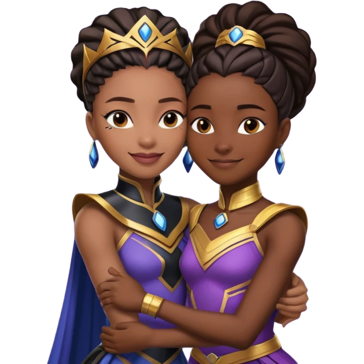 Queen of wakanda hugging princess Shuri  emoji