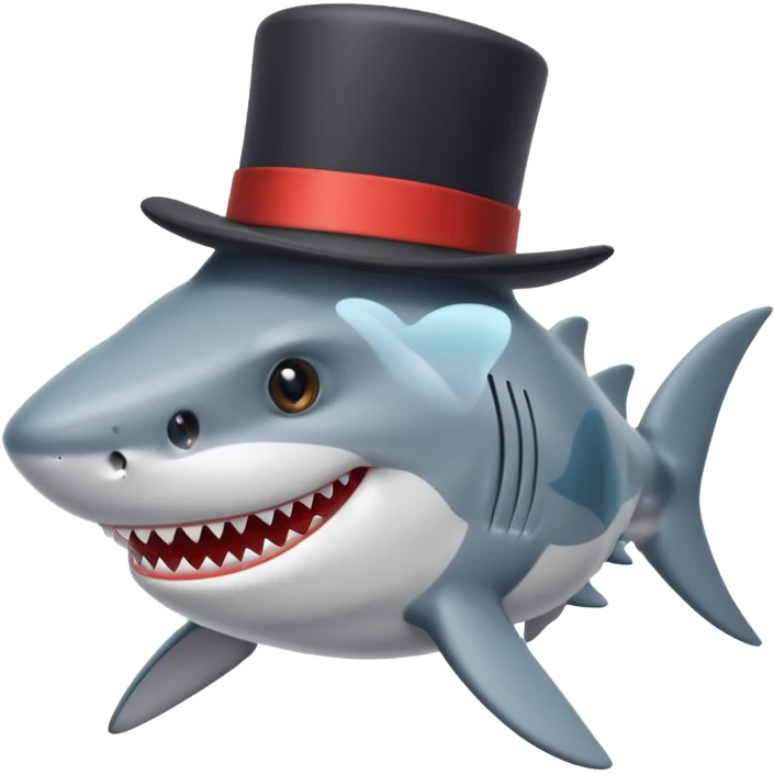 Shark with a top hat emoji