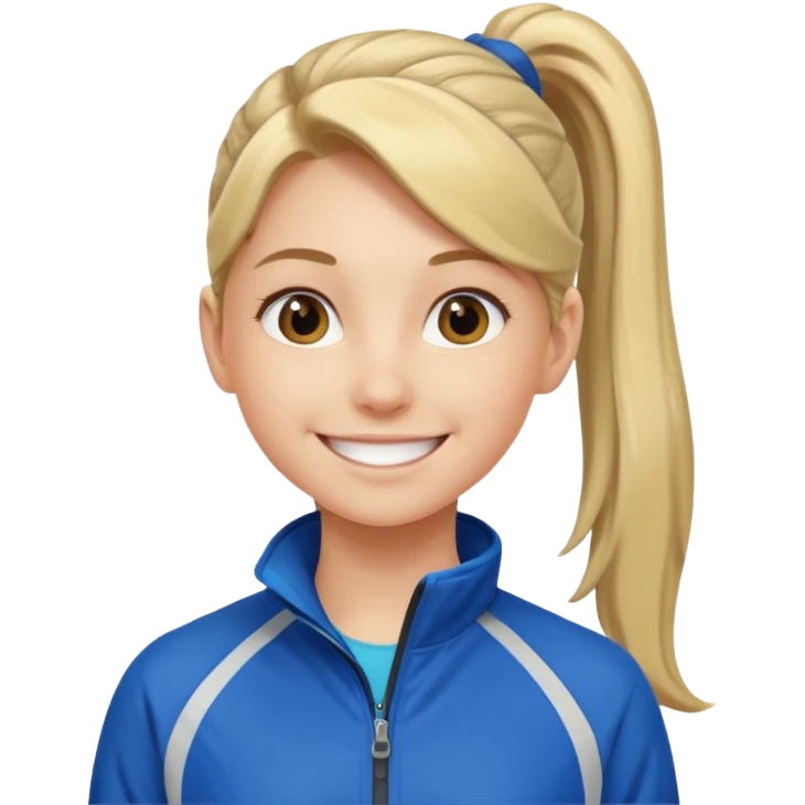 active ponytail hair teen girl in sport jacket smile happily  emoji