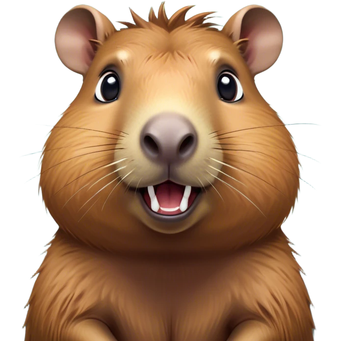 Cinematic Comical Capybara Portrait Emoji, Head tilted dramatically with an exaggeratedly shocked expression, featuring a robust, rotund build with wide, comically expressive eyes full of humorous disbelief, Simplified yet hilariously expressive features, highly detailed, glowing with a slightly sassy natural glow, high shine, dramatic yet playful, stylized with an air of quirky charm, soft glowing outline, capturing the essence of a meme-worthy capybara that looks ready to side-eye its way into viral fame! emoji