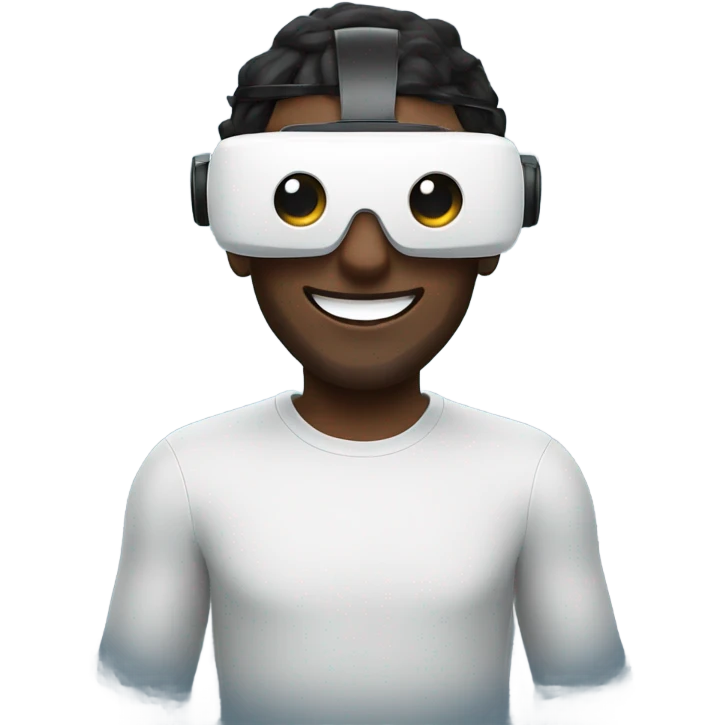 Guy wearing a VR headset smiling at the camera emoji